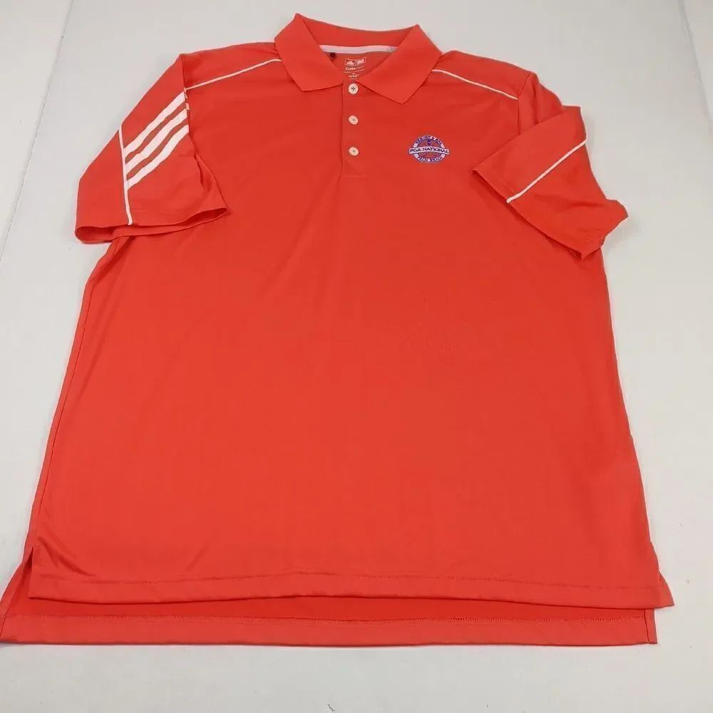 Adidas Golf Mens Climacool Polo Collar Shirt Orange Stretch Breathable Top XL